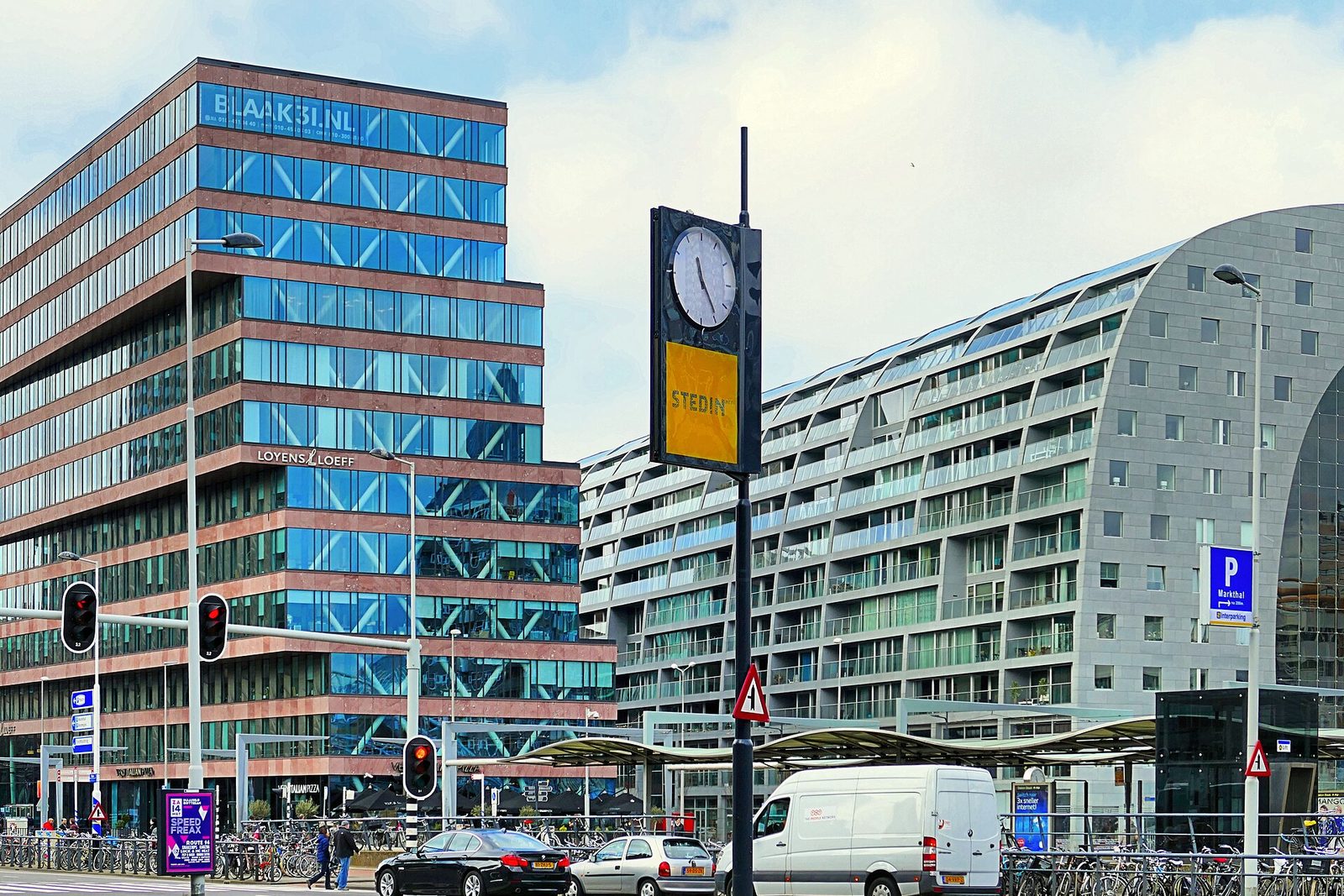 The Blaak business district and Markthal in Rotterdam