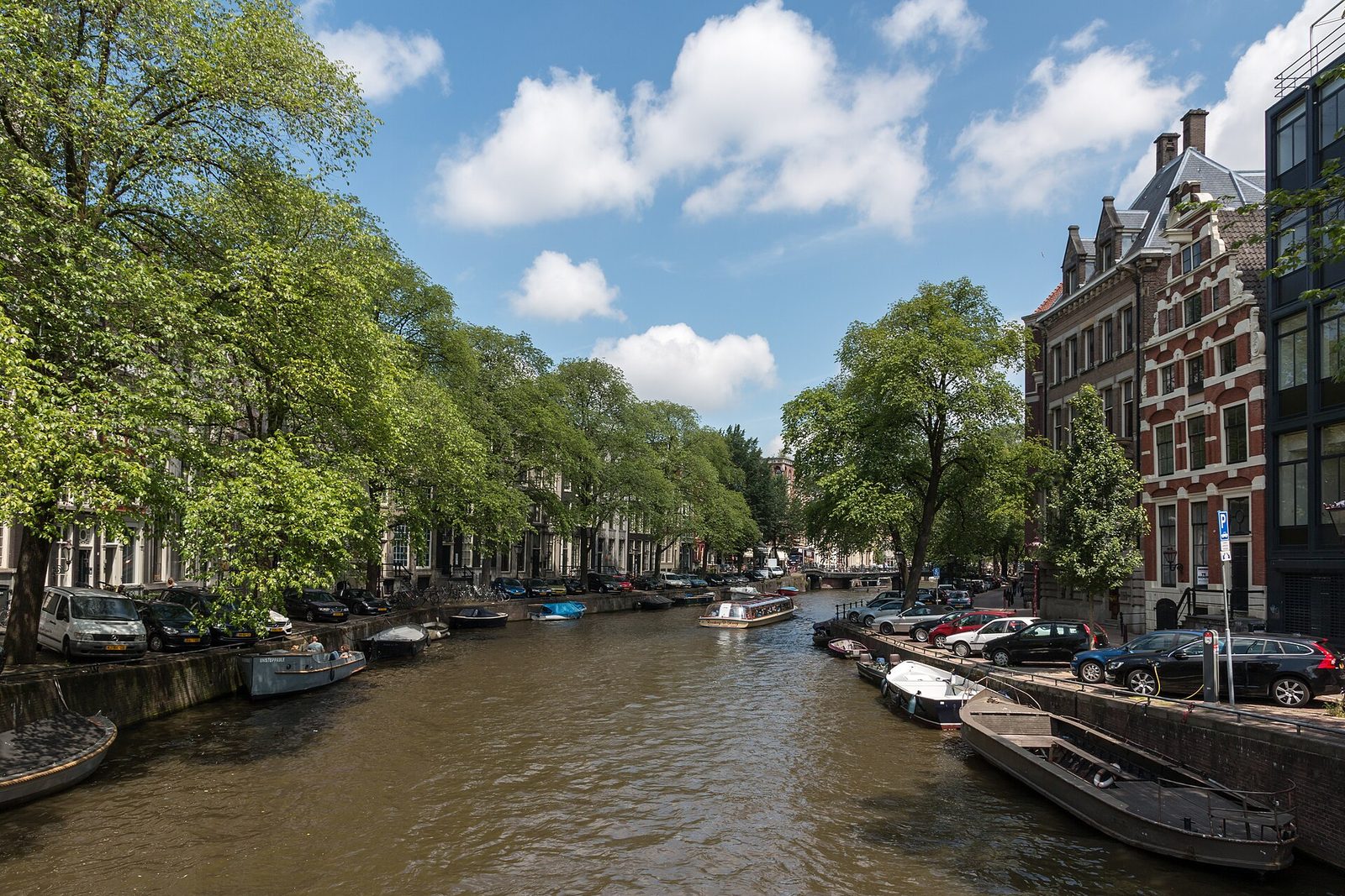 Historic canal houses along an Amsterdam canal