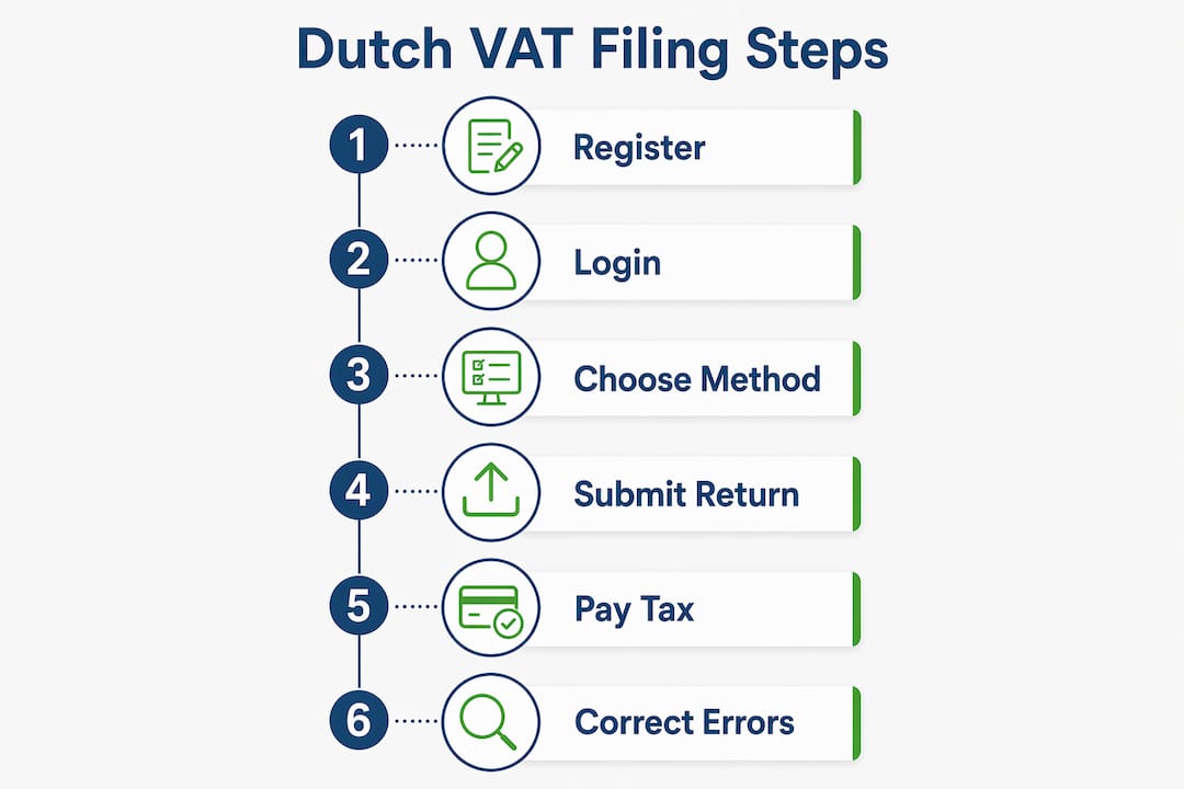 Infographic outlining Dutch VAT filing steps