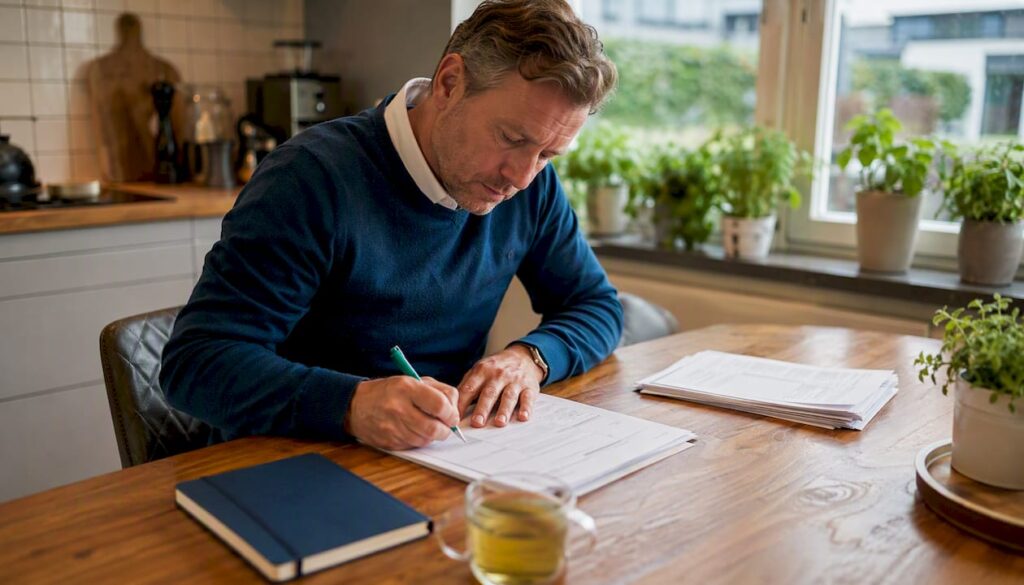 Entrepreneur completing employer registration forms